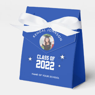 Foto aus blau-weißem Abschluss Geschenkschachtel