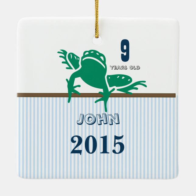 Foto aus blauem und braunem Frosch Keramikornament (Rückseite)