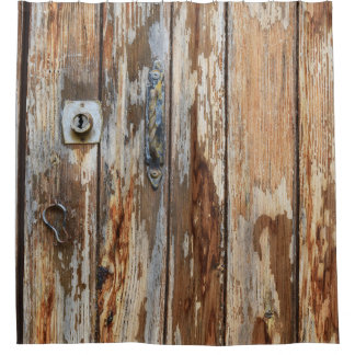 Foto aus braunem Holz Duschvorhang