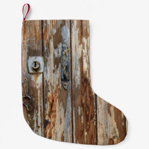 Foto aus braunem Holz Kleiner Weihnachtsstrumpf