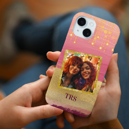 Foto aus goldfarbenem Pink, Striche und Twinkle Li Case-Mate iPhone Hülle
