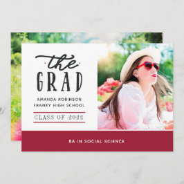 Foto aus Rot und Weiß Abschluss Ankündigung