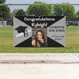 Foto aus schwarzem und grauem Vinyl-Abschluss Banner