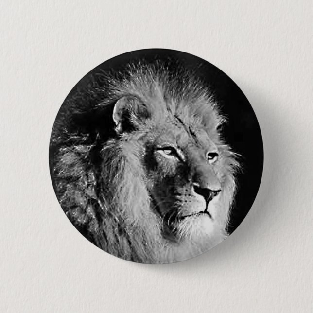 Foto aus schwarzem und weißem Lion Button (Vorderseite)
