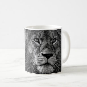 Foto aus schwarzem und weißem Lion Kaffeetasse