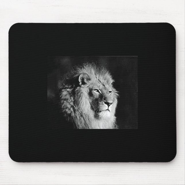 Foto aus schwarzem und weißem Lion Mousepad (Vorne)