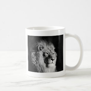 Foto aus schwarzem und weißem Lion Tasse