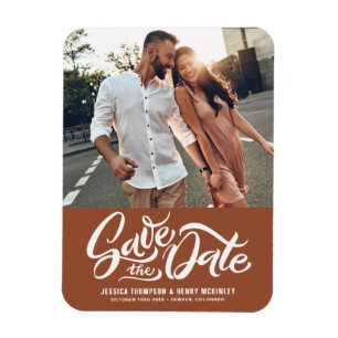 Foto aus Terracotta Save the Date Magnet