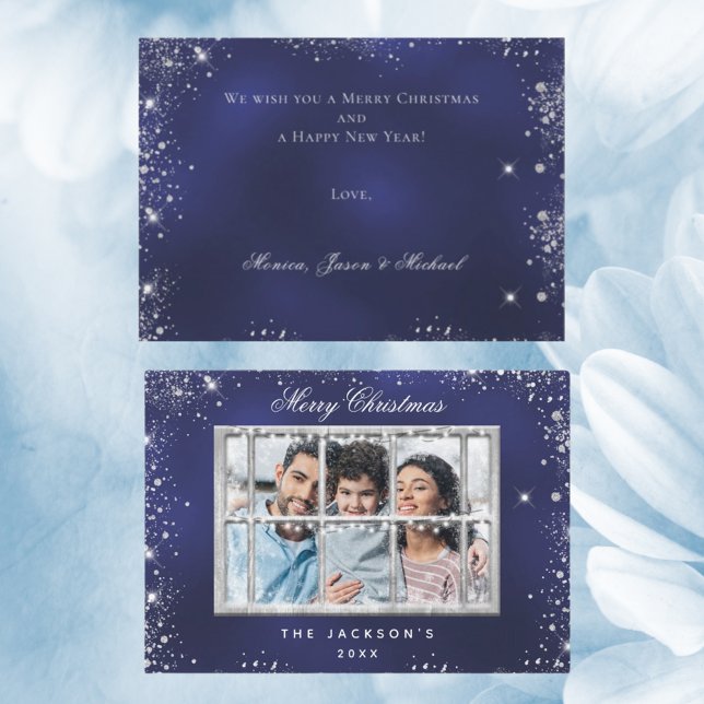 Foto aus Weihnachtsblauen Glitzer Mitteilungskarte (Von Creator hochgeladen)