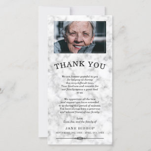 Foto aus weißem Marmor Beileid Vielen Dank Dankeskarte