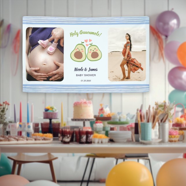 Foto Avocado Gender Neutral Twins Baby Dusche Banner (Photo Avocado Gender Neutral Twins Baby Shower Banner)