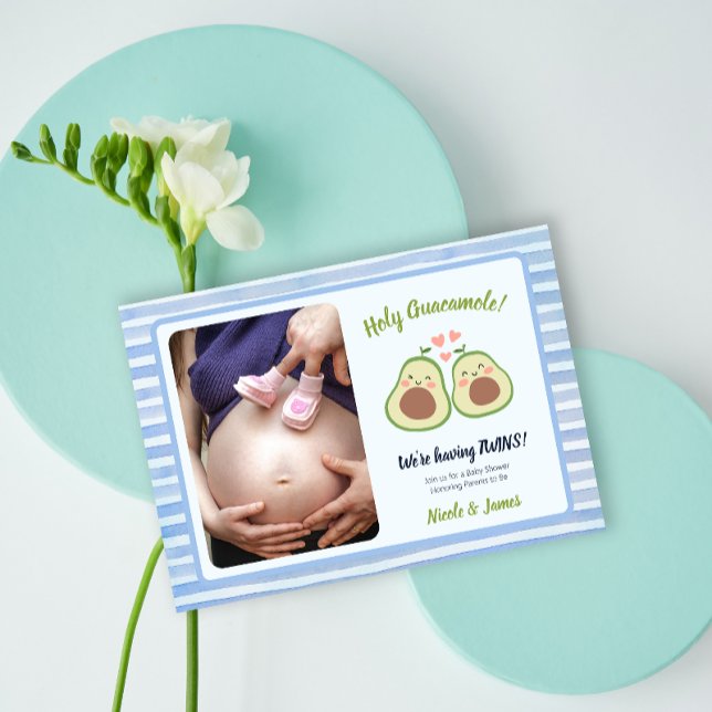 Foto Avocado Gender Neutral Twins Baby Dusche Einladung (Von Creator hochgeladen)