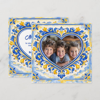 💙 Foto-Azulejo-Herz-Dankeschön-Kachel Dankeskarte