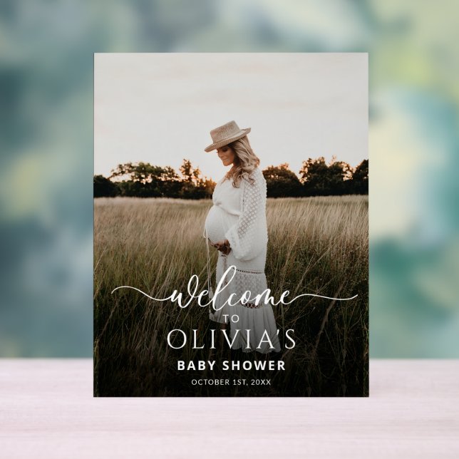 Foto Baby Dusche Begrüßungsunterschrift, moderne Acrylschild (Neutral)