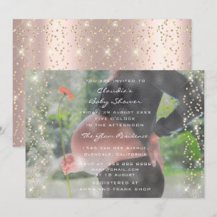 Foto Baby Dusche Geburtstag Rose Gold Confetti Einladung