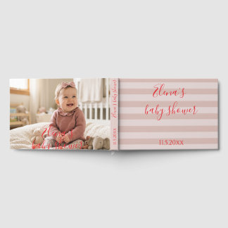 Foto-Baby-Party mit rosa Streifen Gästebuch