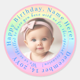 Foto Baby Pink und Blue Colors Regenbogen Runder Aufkleber