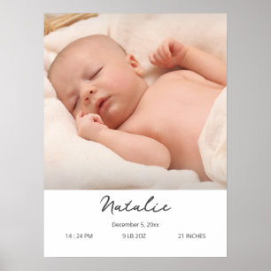 Foto Babyname und Geburtsdetails Poster