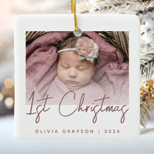 Foto Baby's erstes Weihnachts-Rosen-Schrift-Kerami Keramikornament