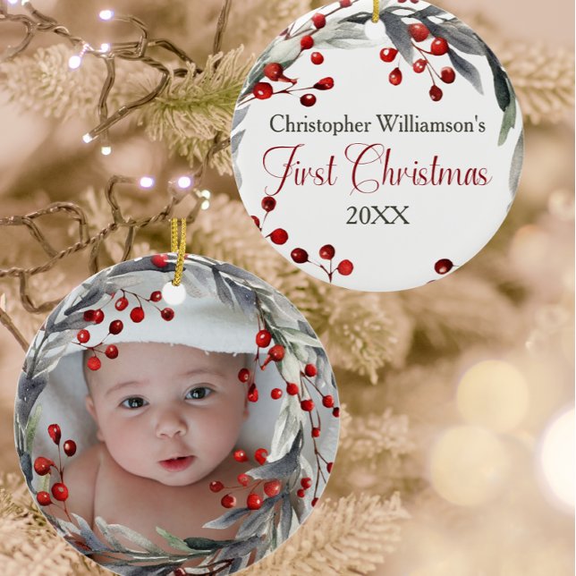 Foto Baby's First Christmas Keramik Ornament (Von Creator hochgeladen)
