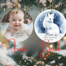 Foto Baby's First Christmas - Niedlicher Snowfox Keramik Ornament