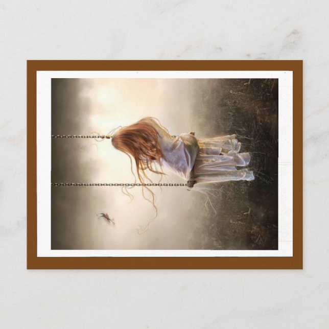 Foto balançoire bohême jeune fille rousse postkarte (Vorderseite)