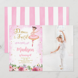 Foto Ballerina Gold und Rosa Einladung