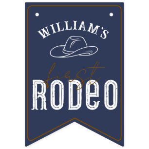 Foto-Banner "Navy Blue First Rodeo" - Western Cowb Wimpelkette