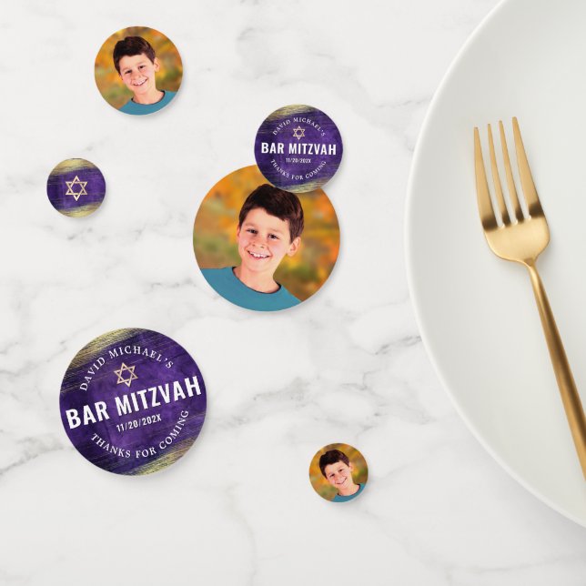 Foto Bar Mitzvah Lila Wasserfarben Konfetti (Gruppe)