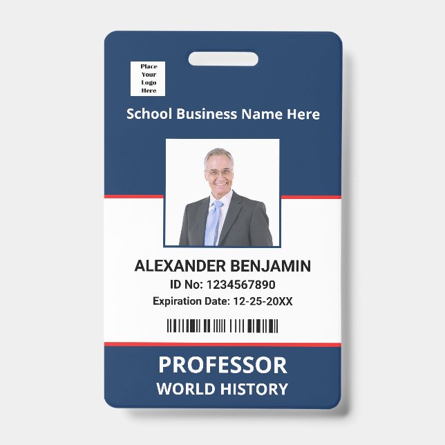 Foto-Barcode-Name-Schulmitarbeiter individuell   Ausweis (Vorderseite)