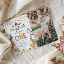 Foto Barnyard Farm Erster Geburtstag Einladung