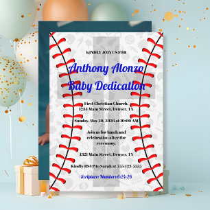 Foto Baseball Baby Widmungseinladung mit Kreuz Einladung