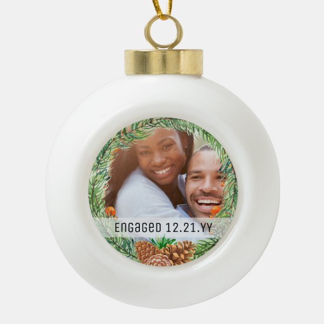 FOTO BAUBLE - Frische Weihnachten Verheiratet oder Keramik Kugel-Ornament (Vorderseite)