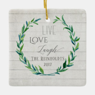 Foto Bauernhaus-WeihnachtsWatercolorwreath-w Keramikornament