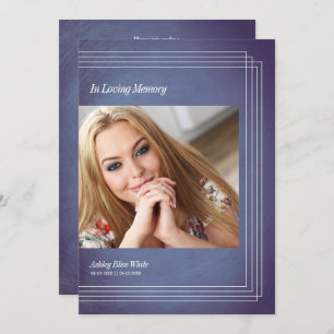 Foto Beerdigung Einladung Blue Imitats Metallic