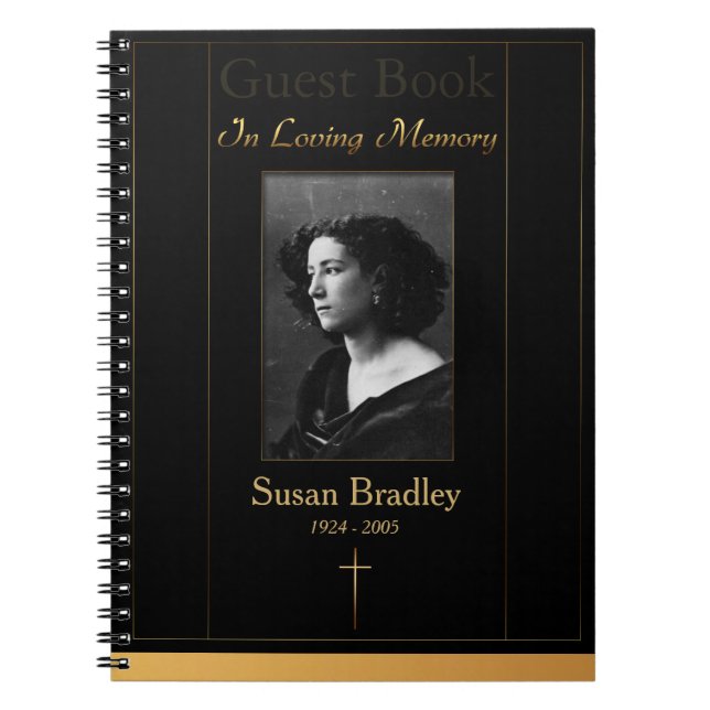 Foto Beerdigung Gästebuch mit Goldrohrleitung + Kr Notizblock (Vorderseite)