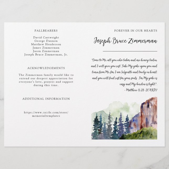 Foto-Beerdigung-Gedenkprogramm Bifold (Vorderseite)