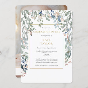 Foto-Beerdigung in Blumenblättern Einladung