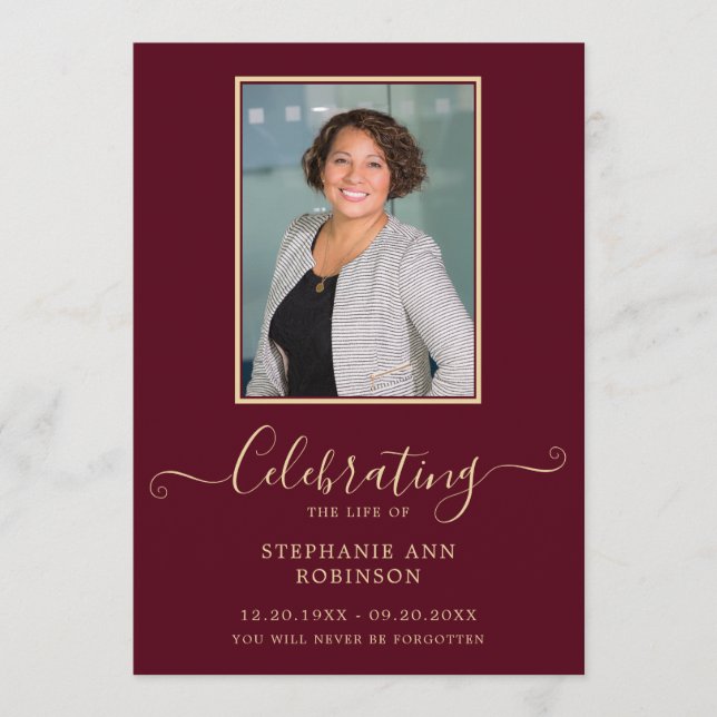 Foto Beerdigung Orden Service Burgundy Gold Programm (Vorderseite)