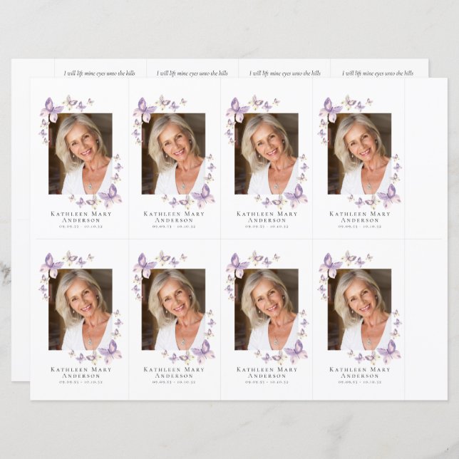 Foto Beerdigungskarte 4,25x2,5-Zoll-VORLAGE (Vorne/Hinten)