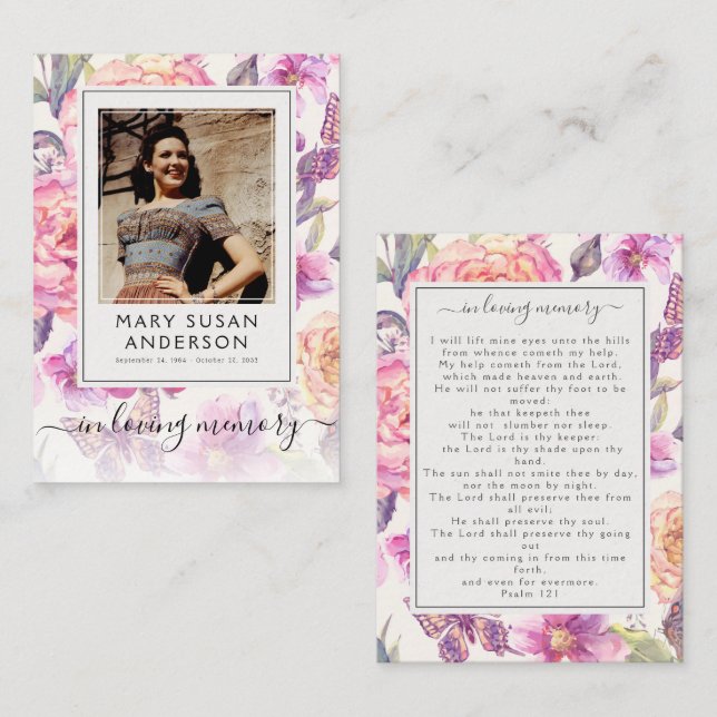 Foto-Beerdigungskarte Mitteilungskarte (Vorne/Hinten)