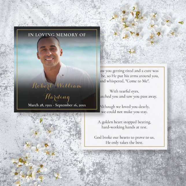 Foto-Beerdigungskarten Gebet-Karten Quadratische Visitenkarte (Photo Funeral Memorial Prayer Poem Cards)