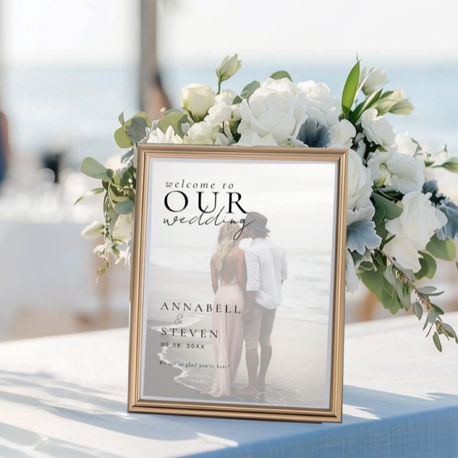Foto BEGRÜSST UNSERE WEDING Poster (Photo WELCOME TO OUR WEDDING Poster with your Photo, Names & Date.)