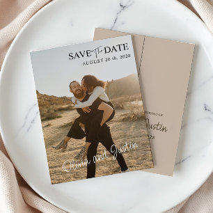 Foto Beige Save the Date Einladung
