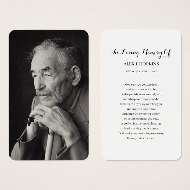 Foto Beileid Beerdigung Gedenkkarten (Vorne & Hinten)