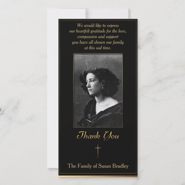 Foto Beileid Vielen Dank mit Goldrohre Kreuz Dankeskarte (Vorderseite)