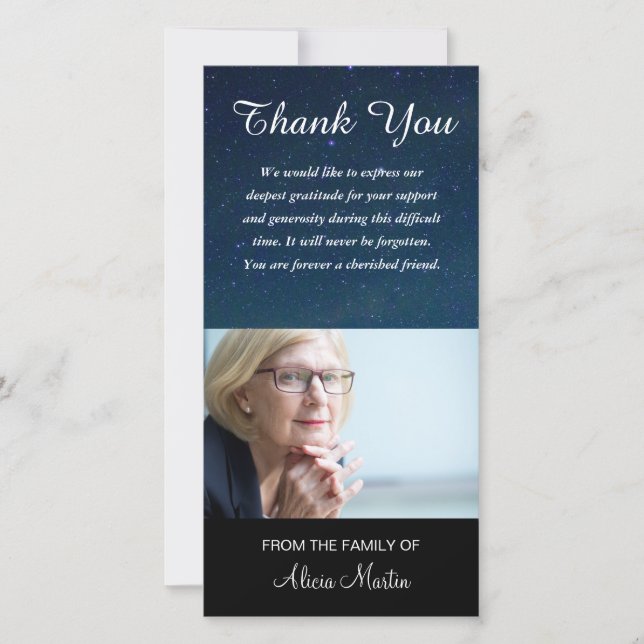 Foto-Beileids-Denkmal danken Ihnen Dankeskarte (Vorderseite)