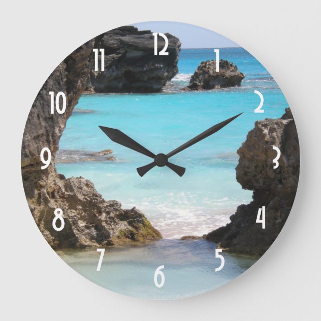 Foto Bermuda Coast & Tropical Sea Große Wanduhr (Vorderseite)