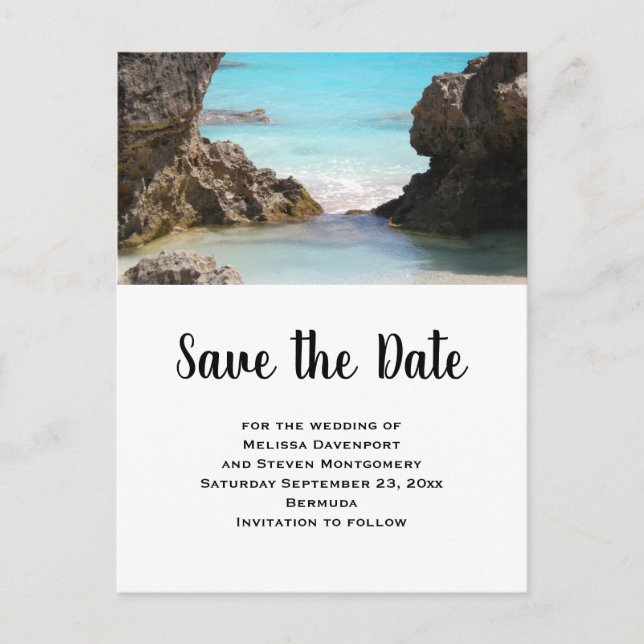 Foto Bermuda Küste Tropisches Meer Save the Date Einladungspostkarte (Vorderseite)