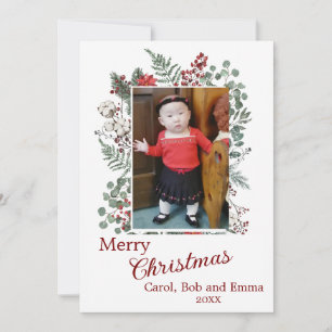 Foto Berries und Botanicals Flat Holiday Card Feiertagskarte